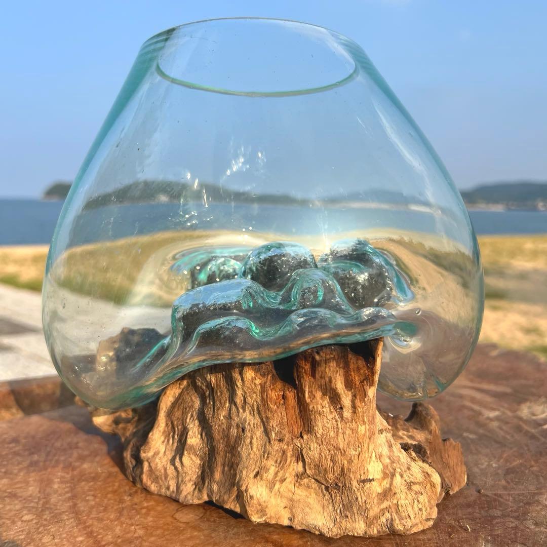 流木ガラスオブジェ大G 花瓶 金魚鉢 ガーデニング フラワーポット 水槽 アート