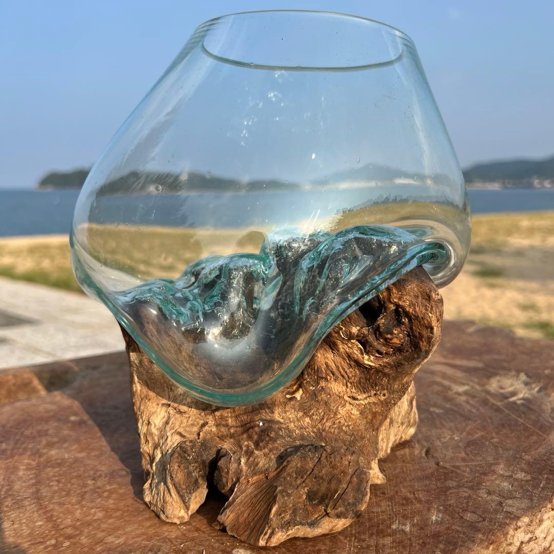 流木ガラスオブジェ大G 花瓶 金魚鉢 ガーデニング フラワーポット 水槽 アート