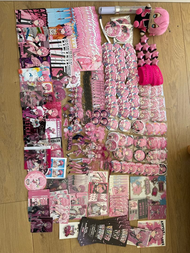 アンプタックカラーズ ケチャ グッズ 大量まとめ売り 缶バッジ うちわ タオル