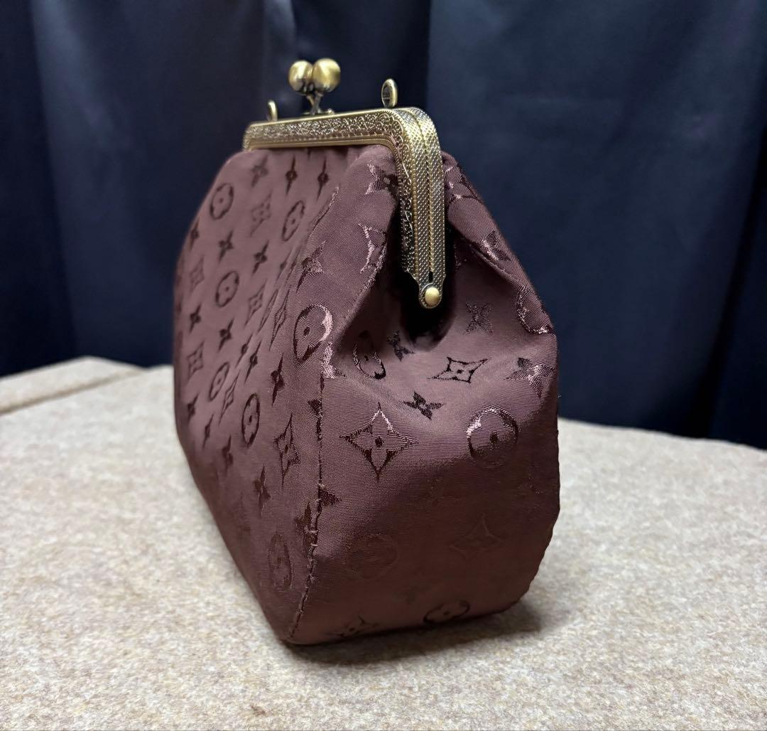 よっち様 ビスコース生地 がま口ショルダーバッグ ブラウン がま口長財布 2点