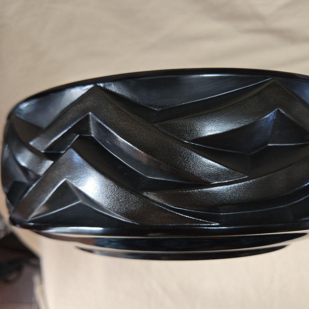 伝統工芸品 漆器 黒色彫刻模様の鎌倉彫 創作鉢 菓子器