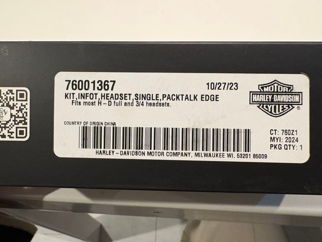 ハーレーダビッドソン 純正 Packtalk Edge インカム