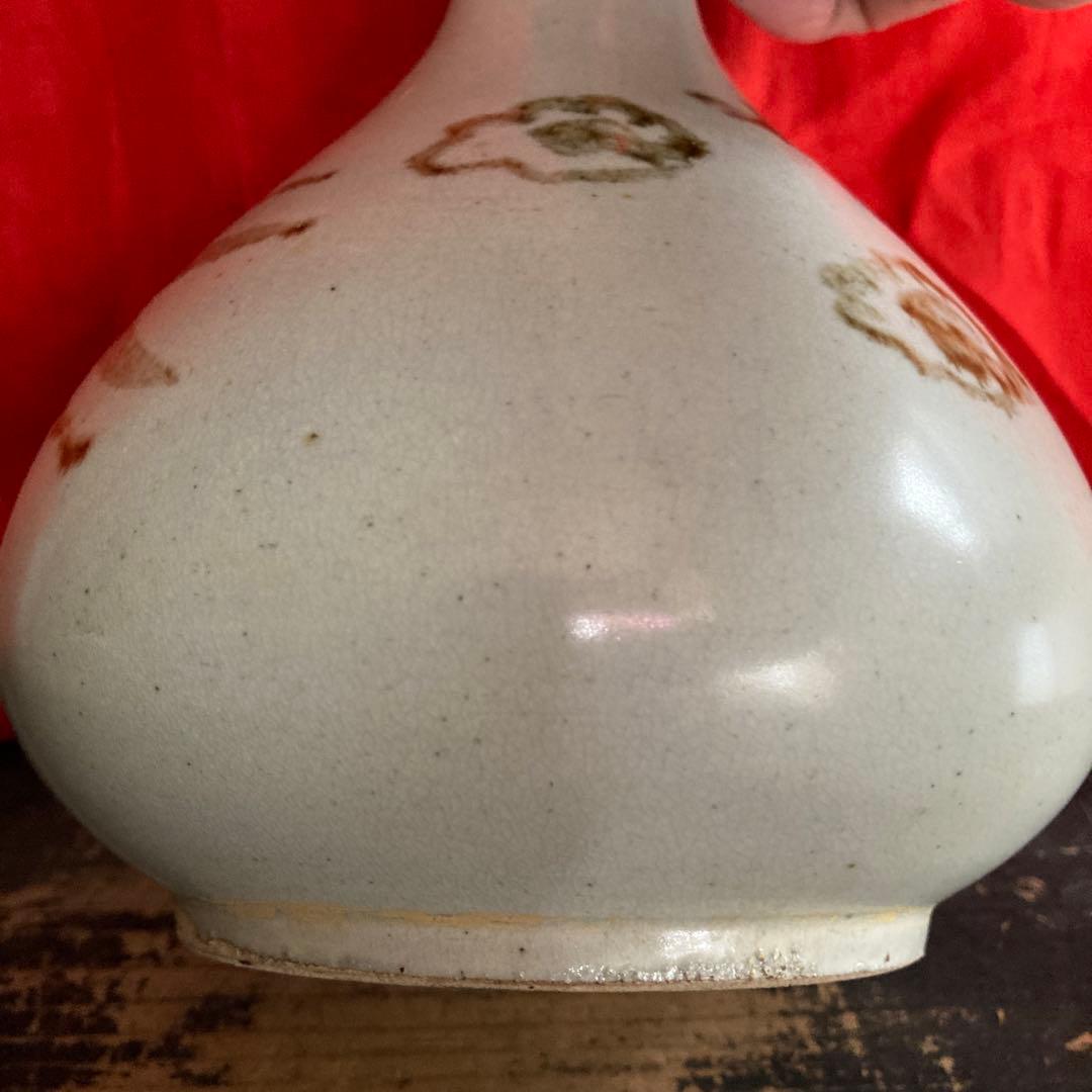 李朝　鉄砂　瓶　徳利　鳳凰文　箱付