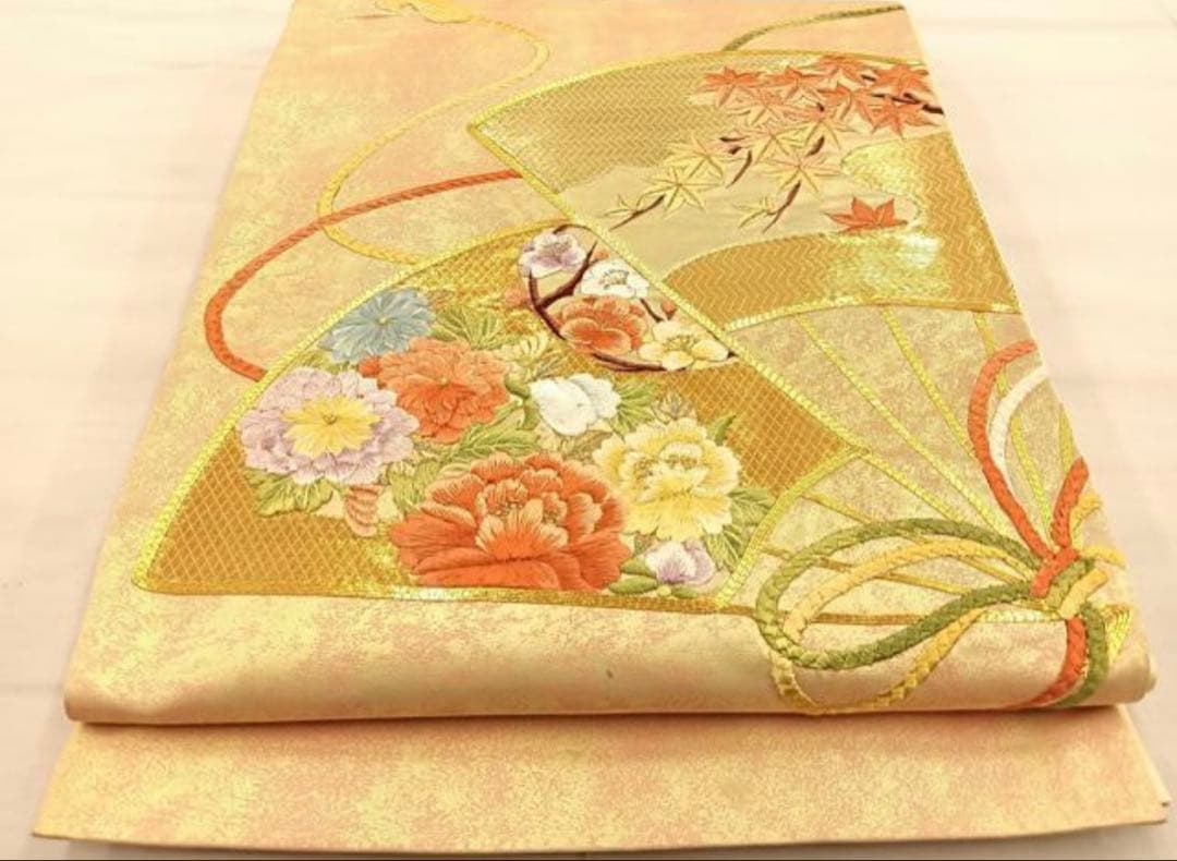 振袖フルセット6点M〜Lサイズ御所車花文　正絹　売り切り終了