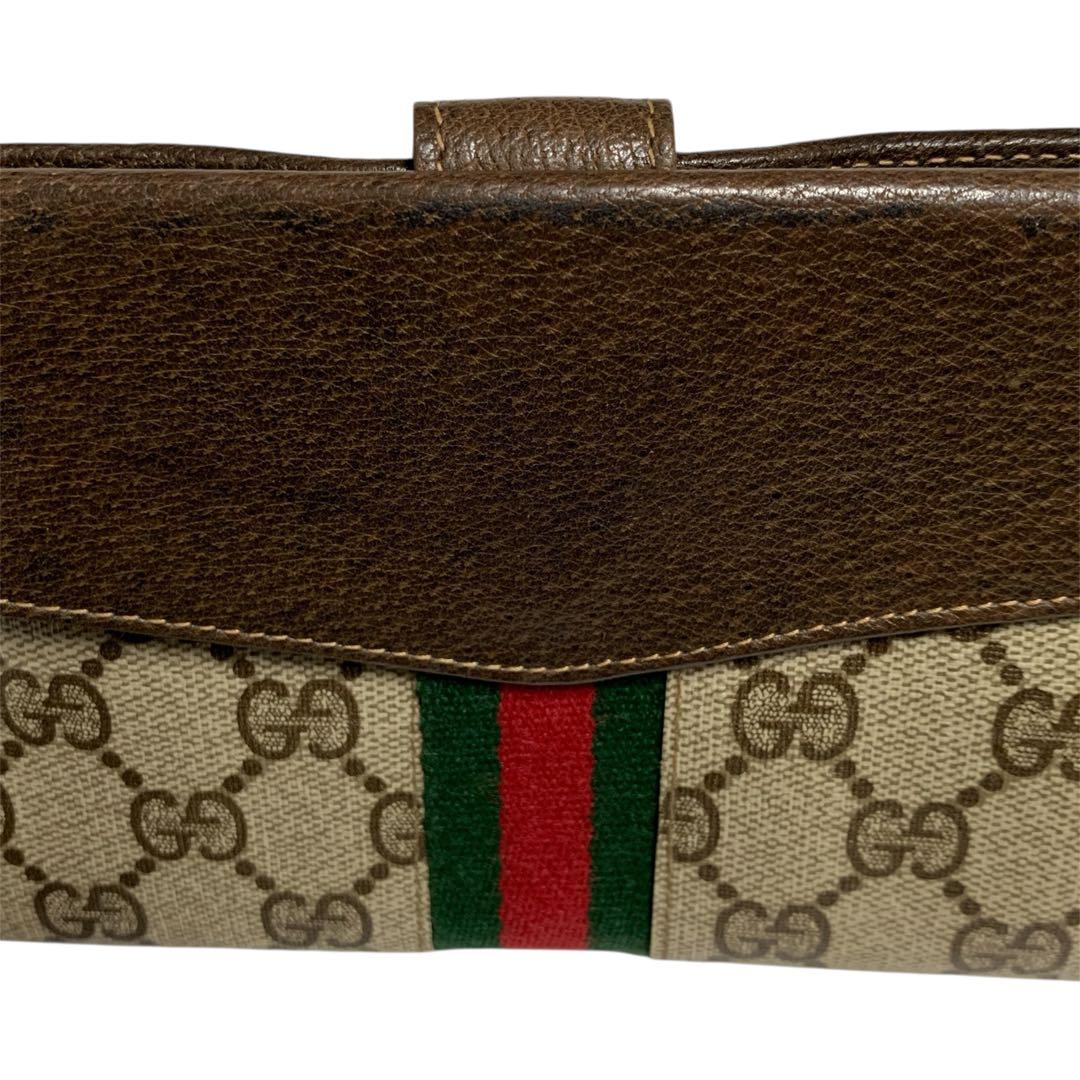 GUCCI オールドグッチ GGプラス シェリーライン 三つ折り 長財布