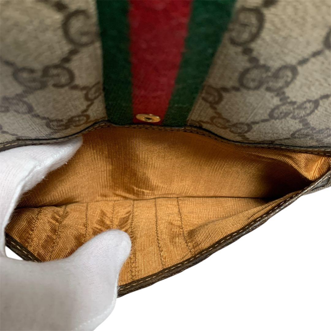 GUCCI オールドグッチ GGプラス シェリーライン 三つ折り 長財布