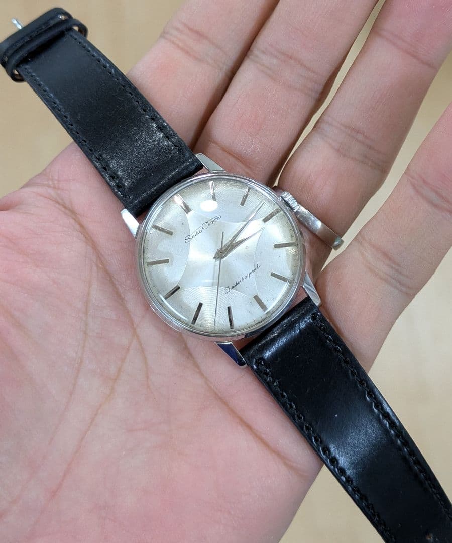 セイコー クラウン 変わり文字盤 風防新品交換！オーバーホール済み！