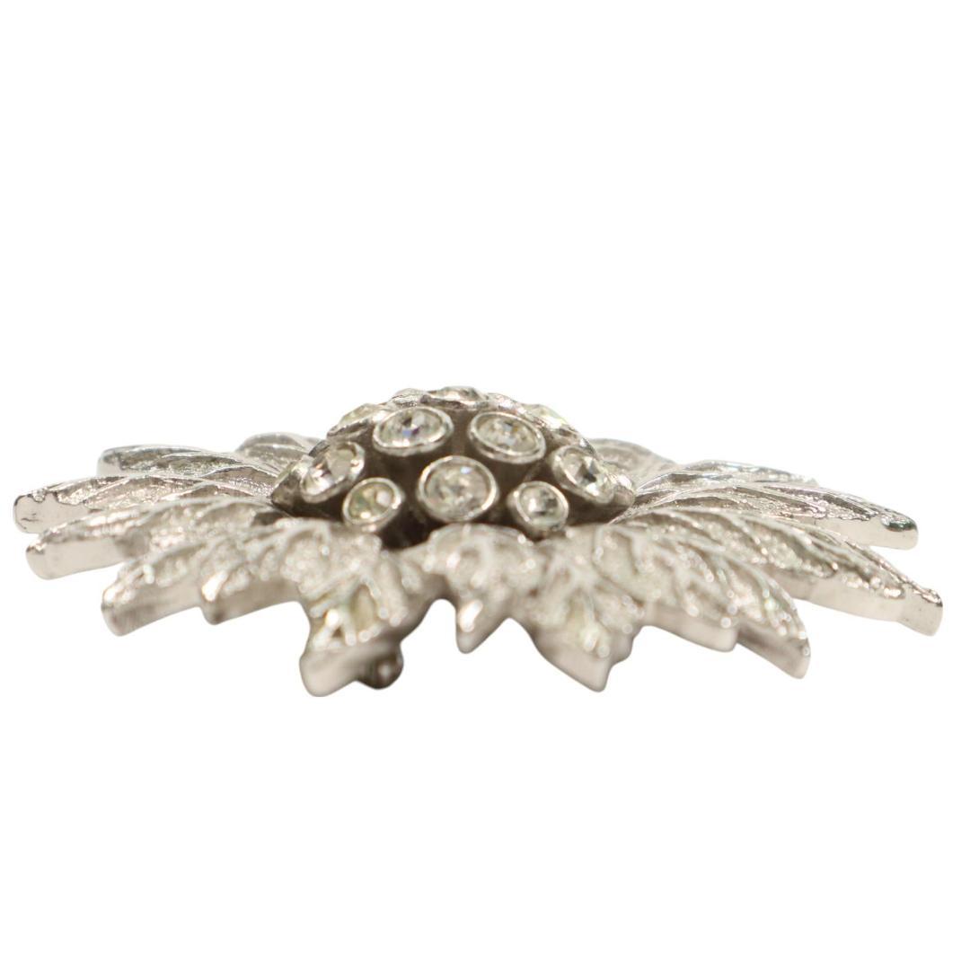 Christian Dior ディオール フラワー ブローチ　シルバー　高級