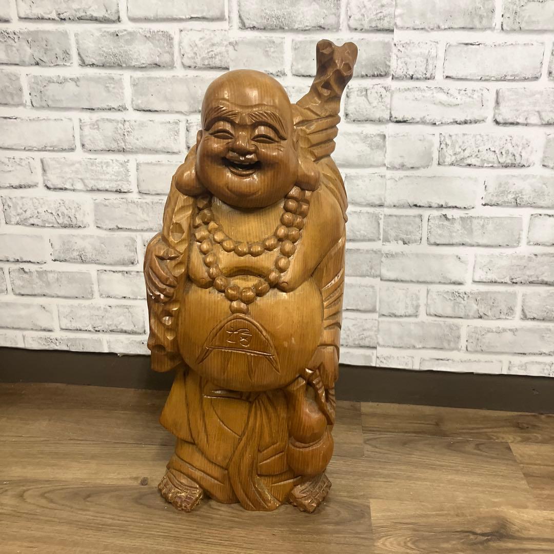 E-4 布袋様 布袋尊 七福神 木彫り 仏像 縁起物 開運 招福 商売繁盛 置物