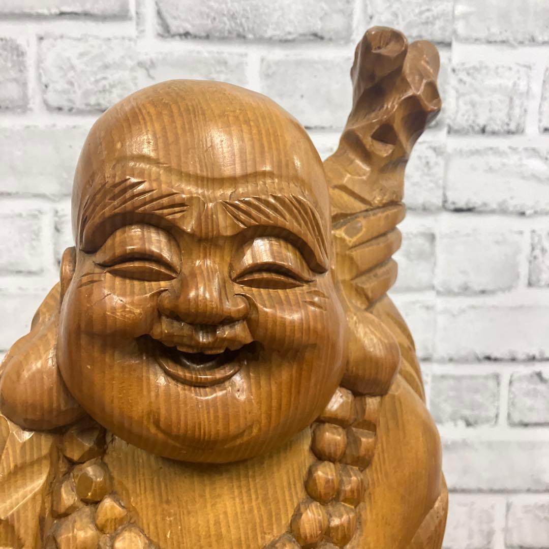 E-4 布袋様 布袋尊 七福神 木彫り 仏像 縁起物 開運 招福 商売繁盛 置物
