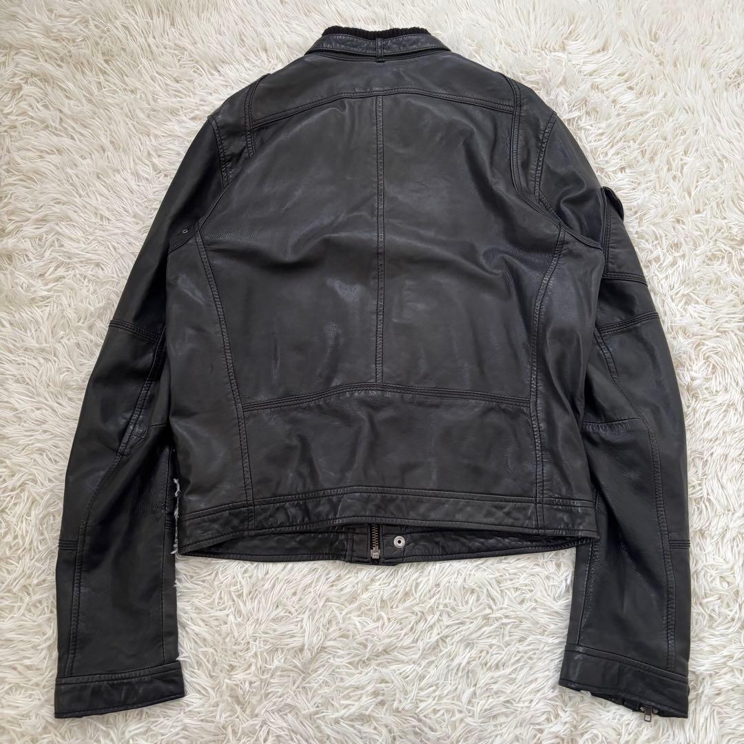 ディーゼル レザージャケット ライダースジャケット シングル 羊革 ブラック