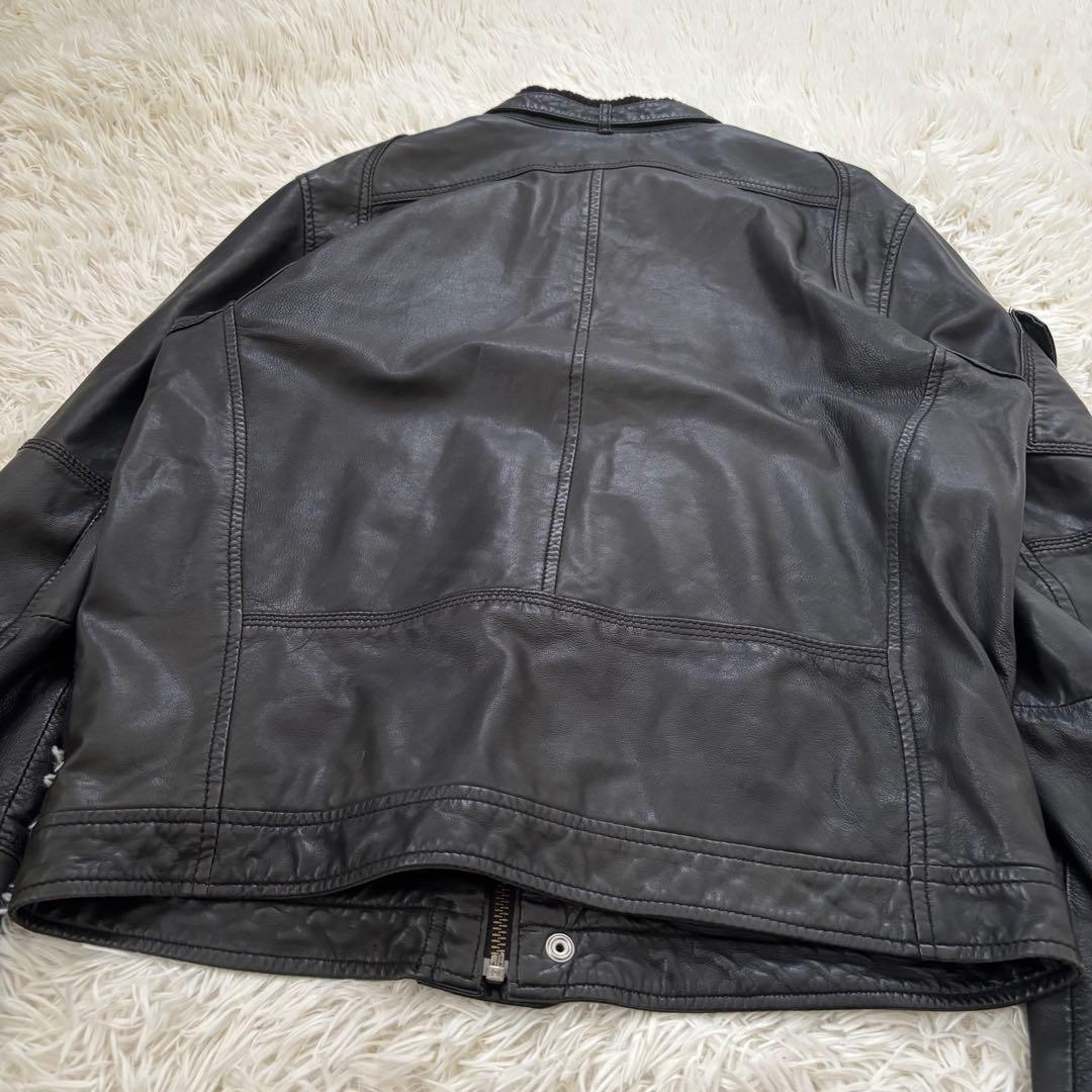 ディーゼル レザージャケット ライダースジャケット シングル 羊革 ブラック