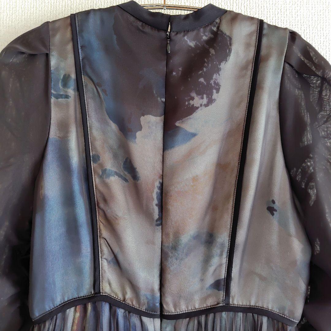 佐藤 Callarusシフォンプリーツデザインロング丈 ワンピースドレス