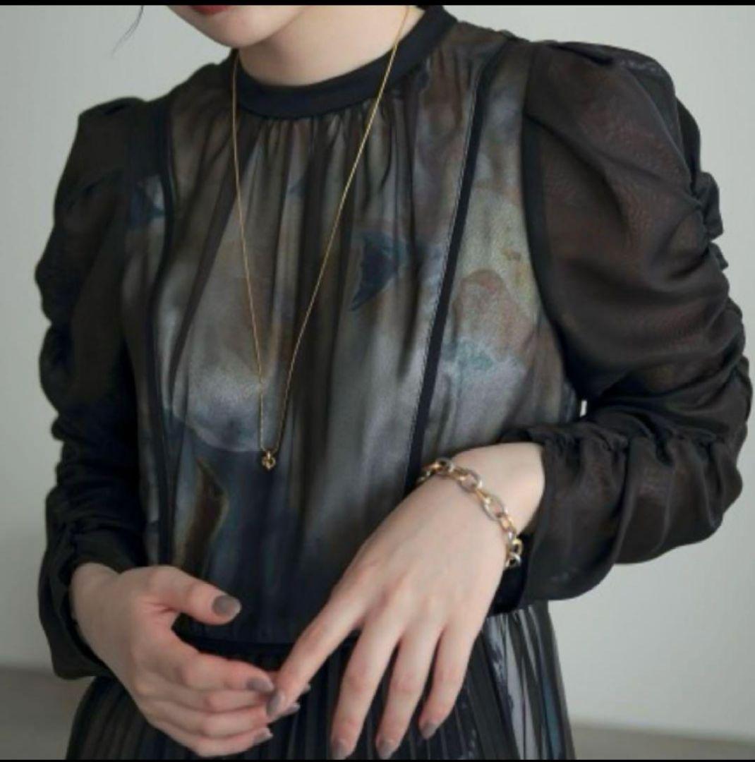 佐藤 Callarusシフォンプリーツデザインロング丈 ワンピースドレス