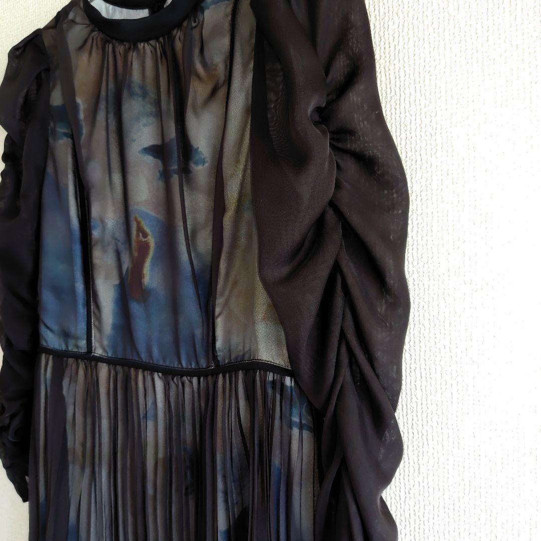 佐藤 Callarusシフォンプリーツデザインロング丈 ワンピースドレス