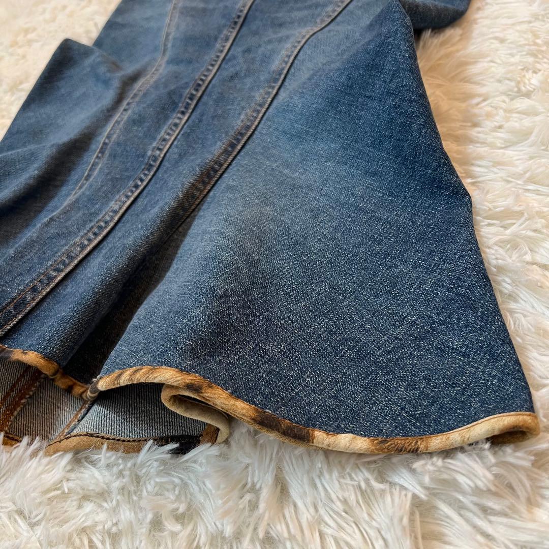 ロベルトカヴァリ ヴィンテージ デニム マーメイド スカート 革 ポケット 希少