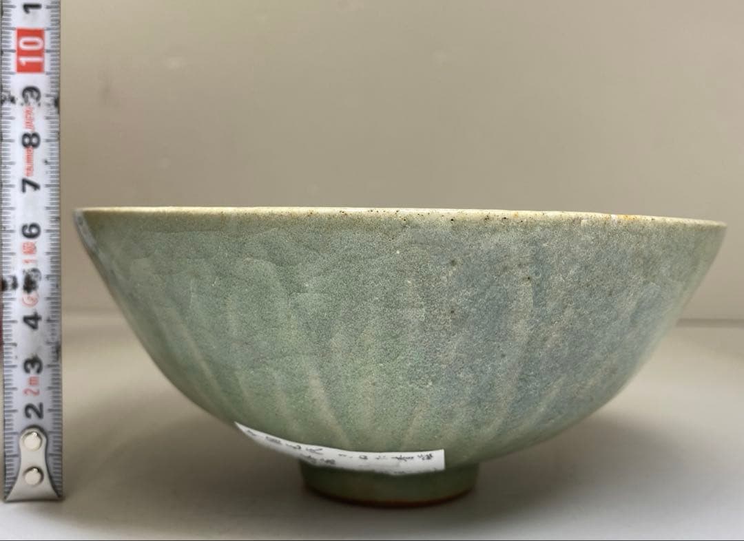 中国元時代　龍泉窯青磁茶碗　木箱付　直径14.7㎝　東Y7-0328☆2Fトヒサ