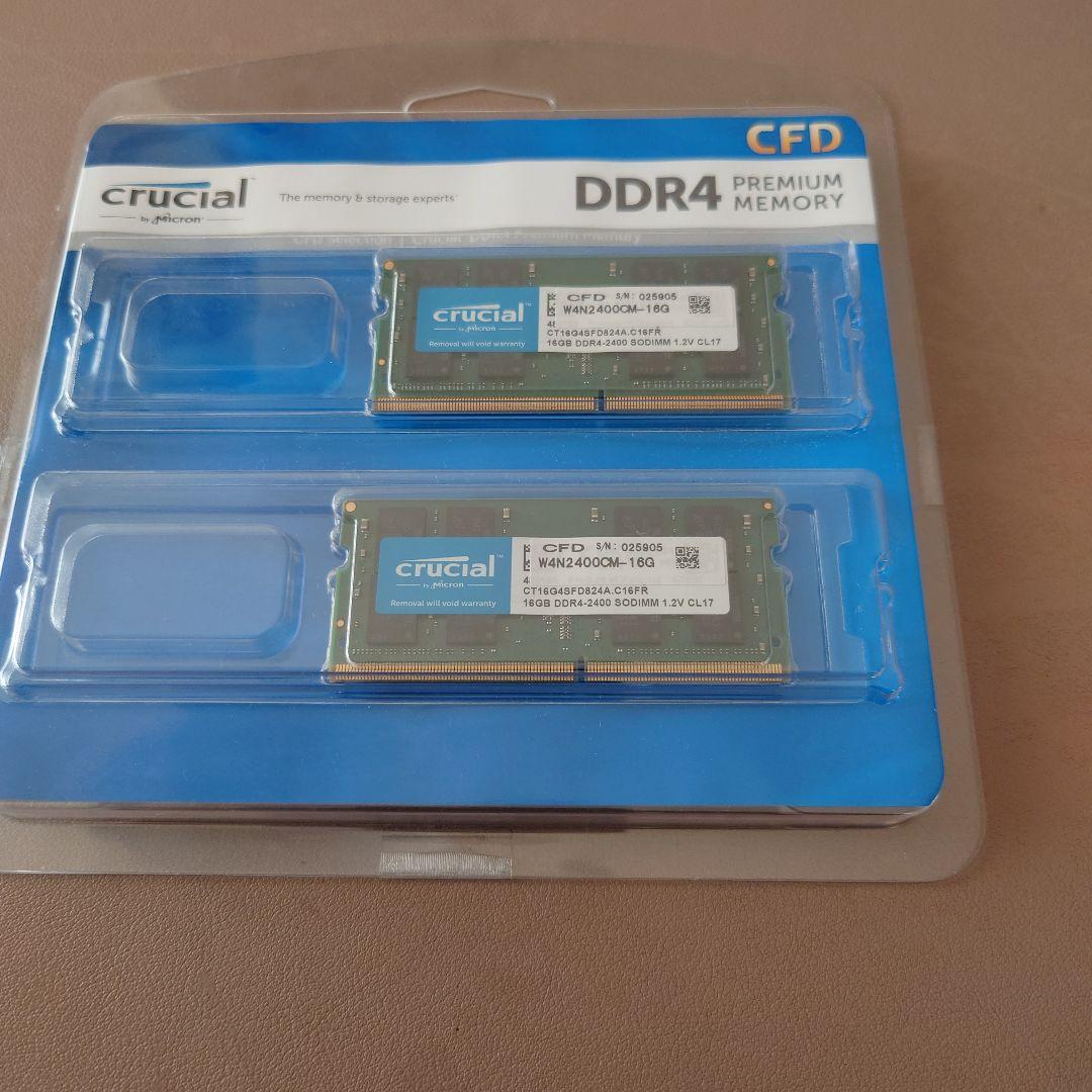 crucial DDR4 16GB 2400MHz SO-DIMM 2本