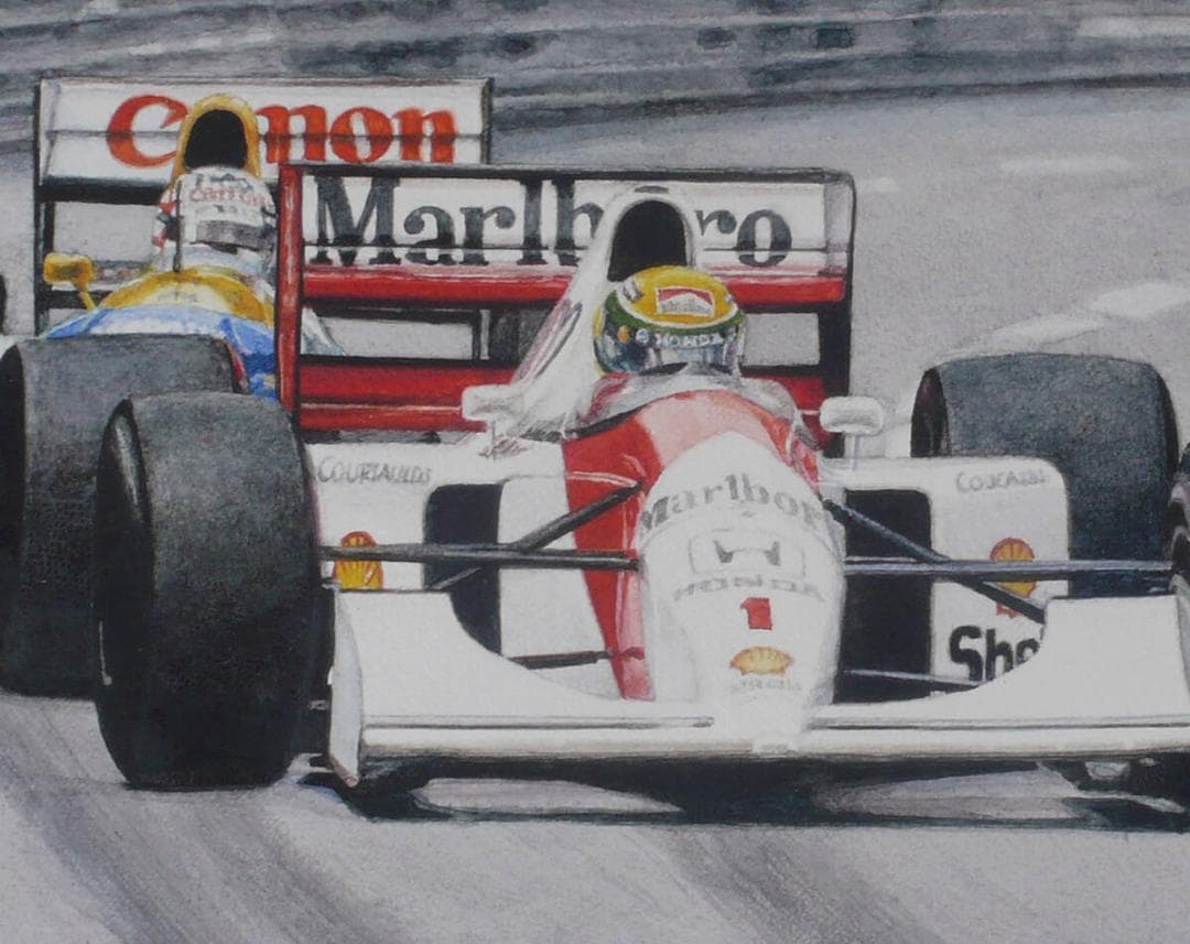 The Battle of Monaco 1992 / セナVSマンセル 水彩画