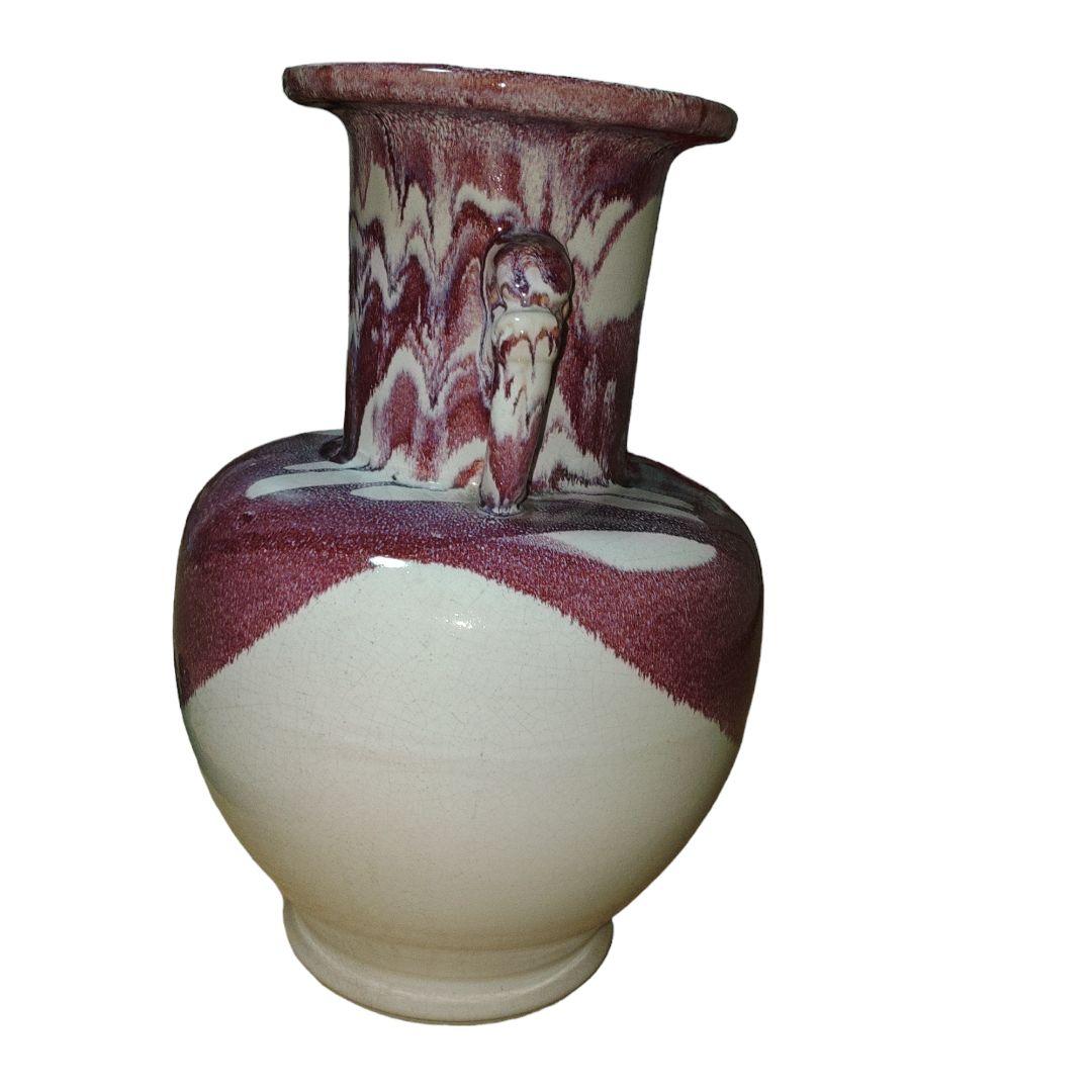 しがらき焼　海鼠釉双耳花瓶