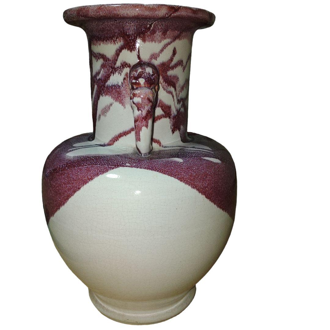 しがらき焼　海鼠釉双耳花瓶