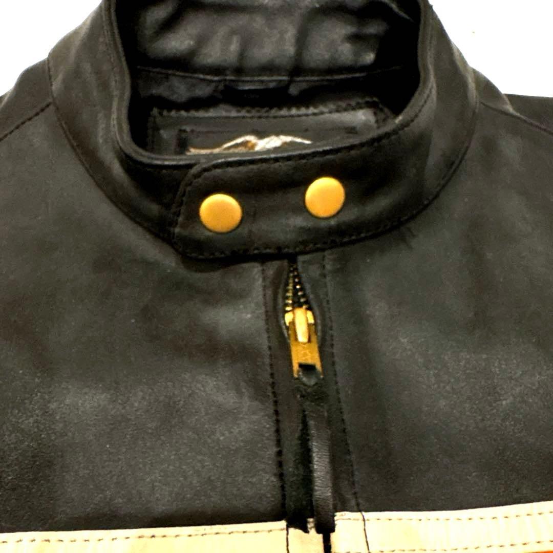 HARLEY DAVIDSON 本革 シングルライダースジャケット ツートン L