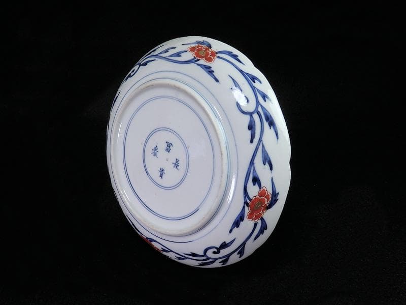 大聖寺伊万里　金襴手　窓絵　花の図　7寸半皿　D707AS-BQm