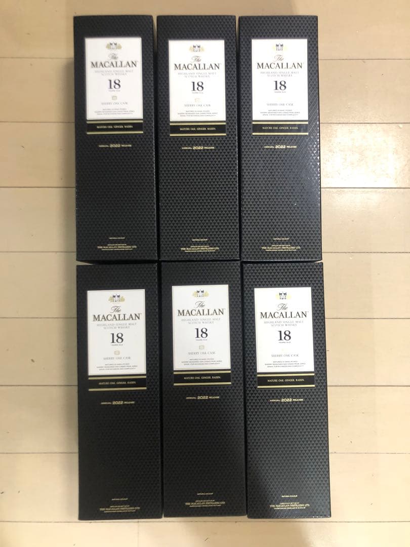 MACALLAN マッカラン 18年 シェリーオーク 700ml空瓶 6本 空箱