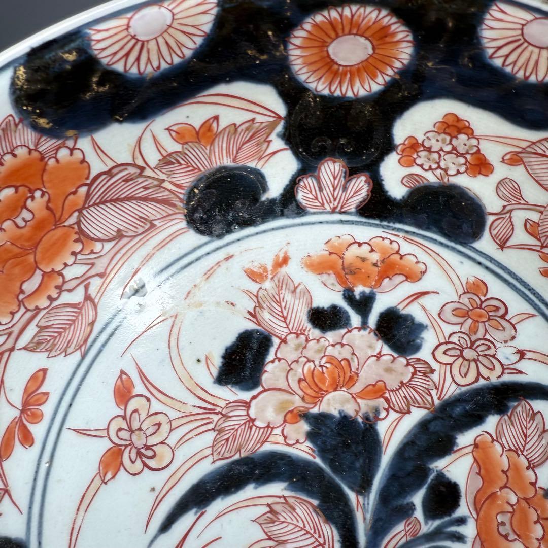 元禄伊万里　古伊万里　色絵菊花瓶文皿　約28cm　古美術　豪商旧蔵　圧倒的存在感