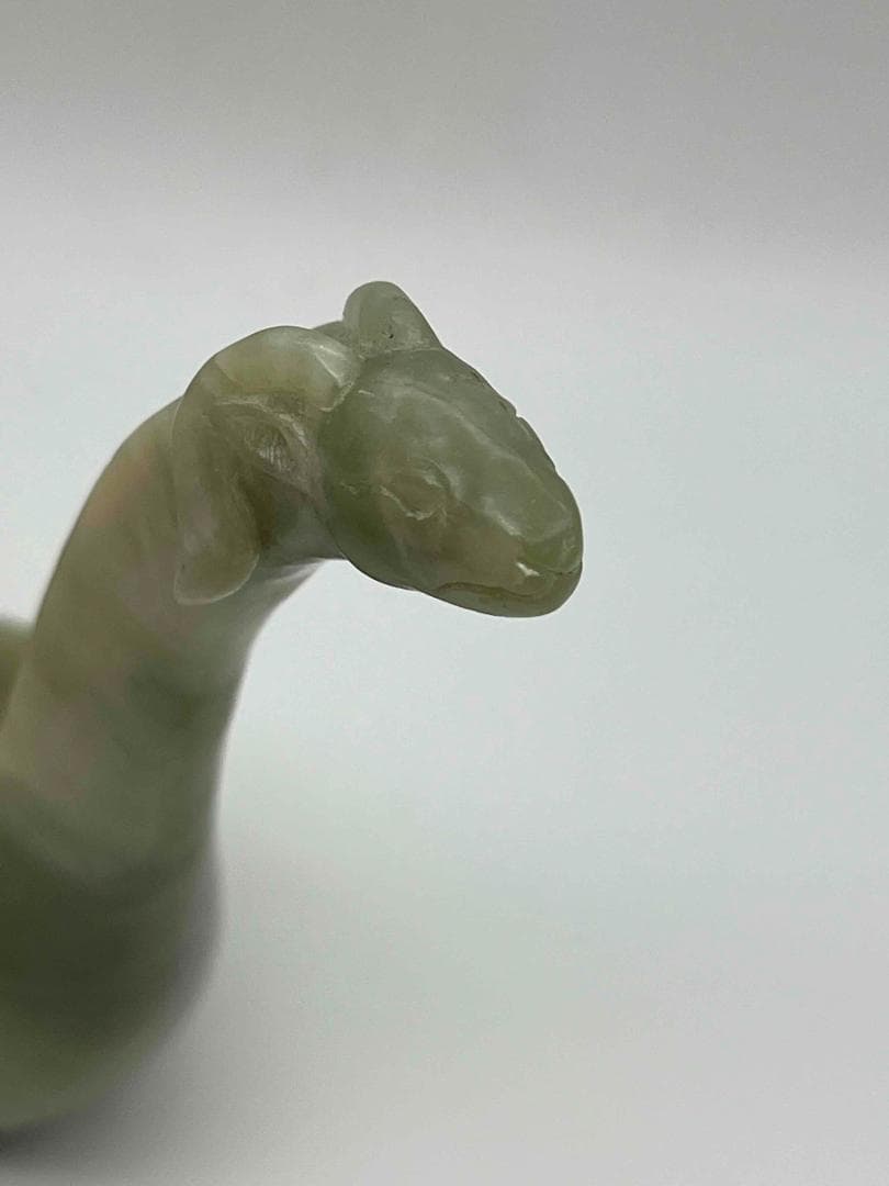 明時代　瑞獸彫り玉勺　砡 【旧家蔵出し】 希少貴重 高玉質 玉器(D-93)