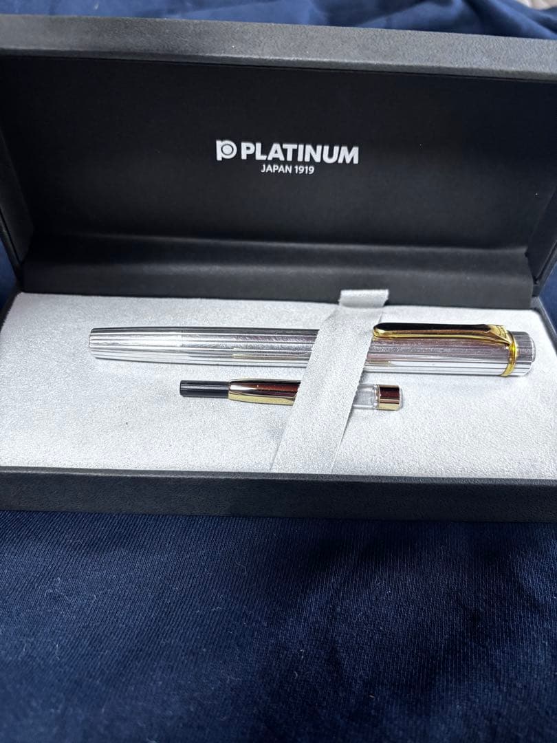 プラチナ万年筆銀無垢k18細字（F）