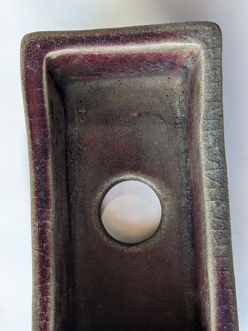 ♦中国古玩 長方形辰砂ミニ盆栽鉢 北京紫禁城 建福宮印 古美術品 骨董品