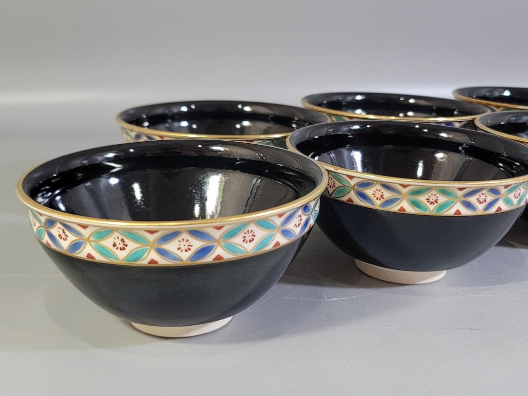 茶道具 天目七宝繋紋 数茶碗 平安紫雲造 共箱 DT614