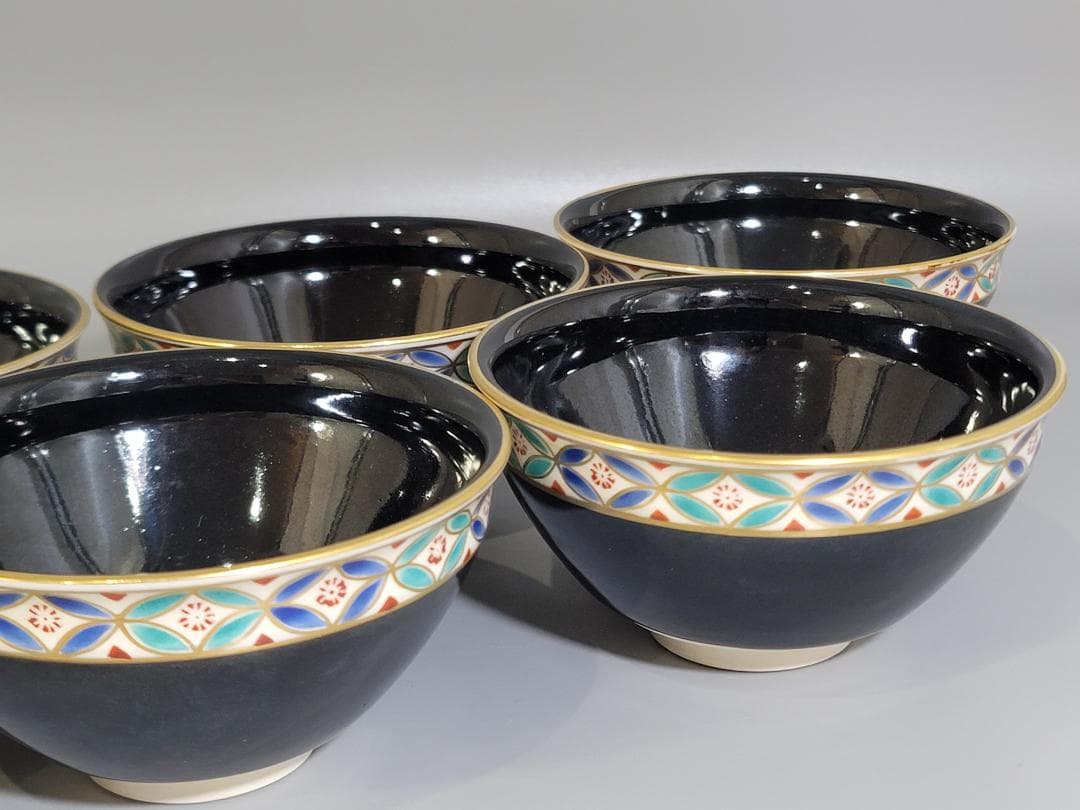 茶道具 天目七宝繋紋 数茶碗 平安紫雲造 共箱 DT614