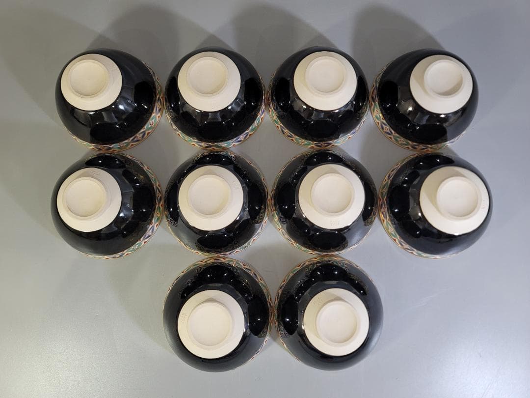 茶道具 天目七宝繋紋 数茶碗 平安紫雲造 共箱 DT614