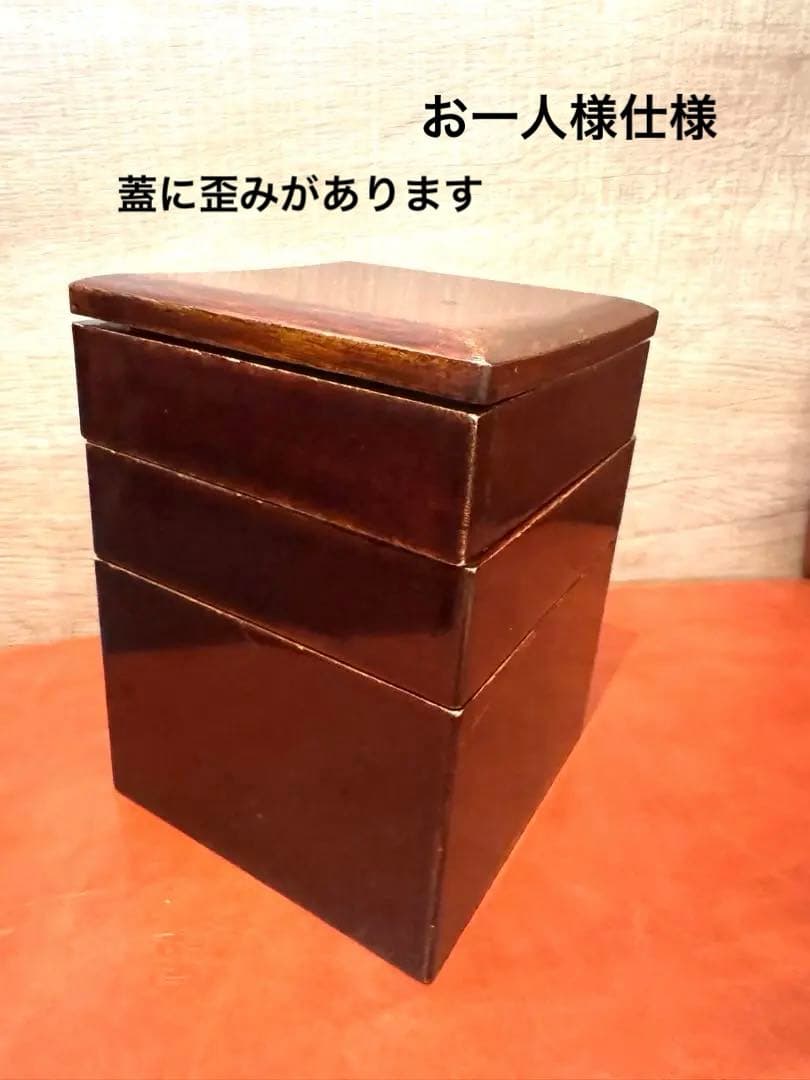 蕎麦好き粋人　欅3段重箱　茶道具　会席骨董品　木製漆器　幕末期〜明治期　古美術