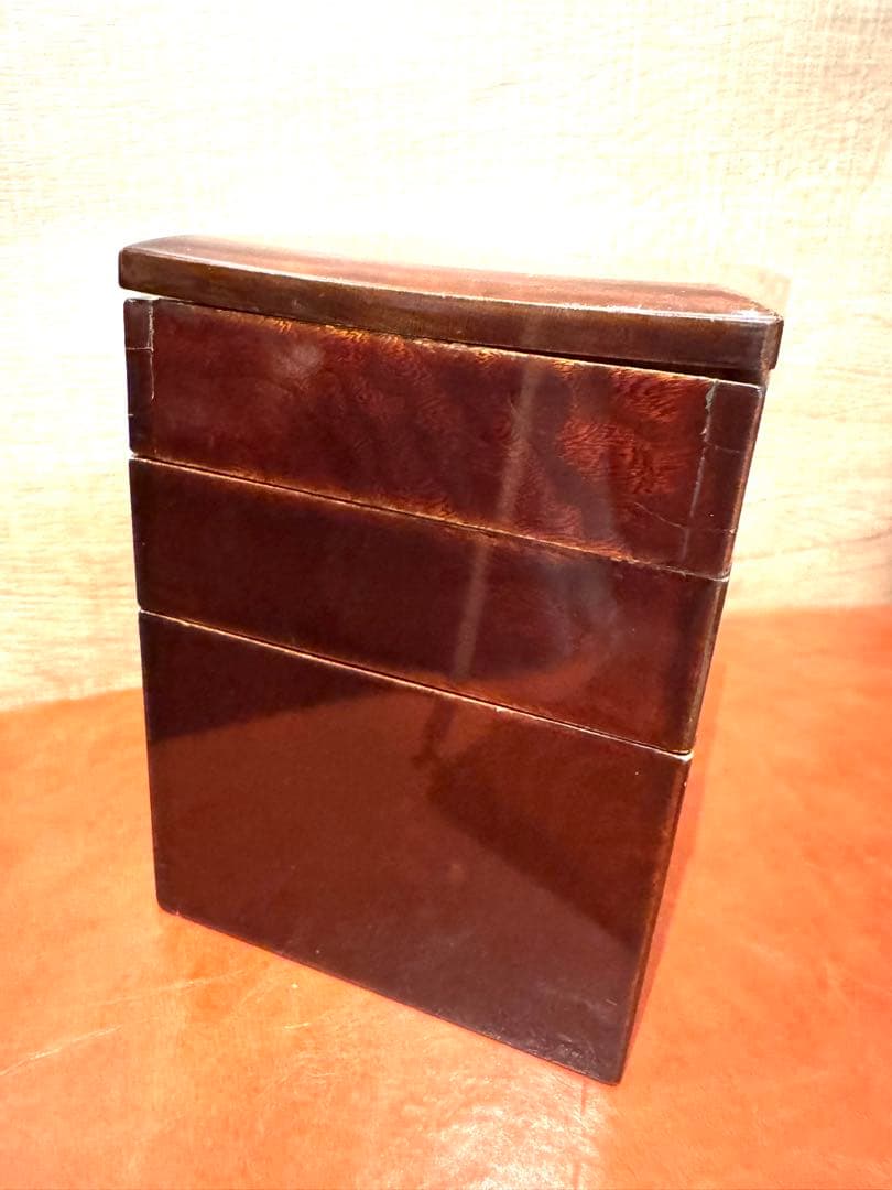 蕎麦好き粋人　欅3段重箱　茶道具　会席骨董品　木製漆器　幕末期〜明治期　古美術