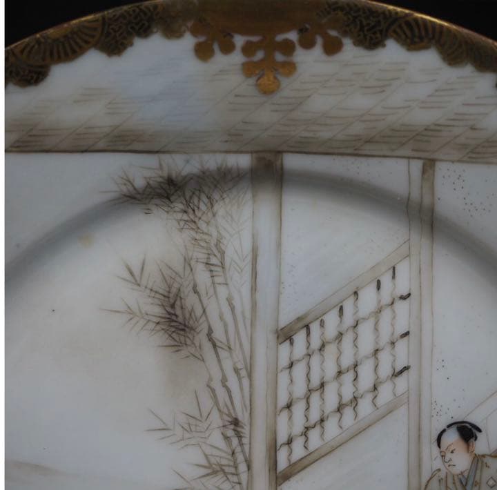 送料無料　大正時代『百田造』幻の横浜焼 忠臣蔵図皿 径18ｃｍ