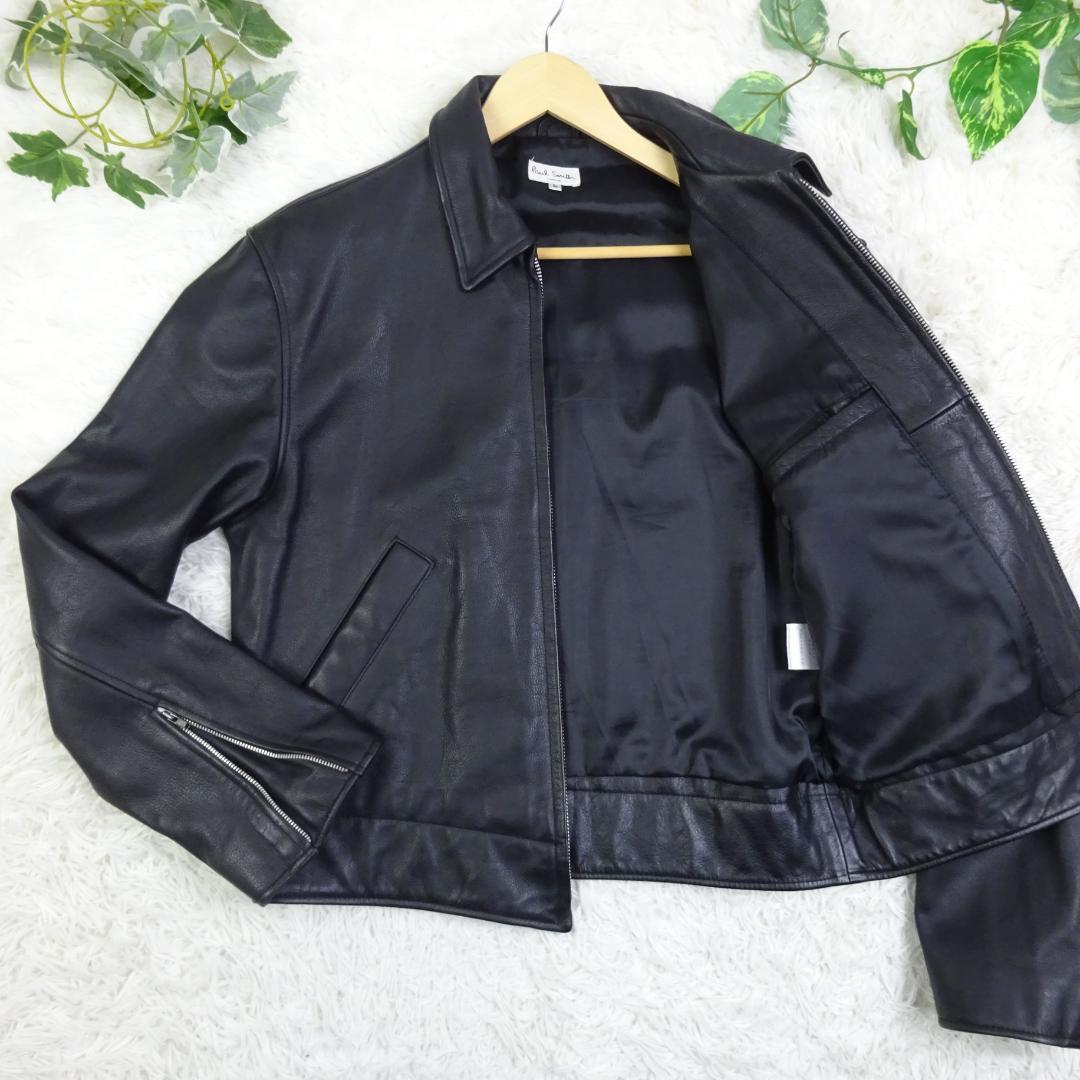 美品　ポールスミス　カウレザー　牛革　シングルライダース　L　ブラック