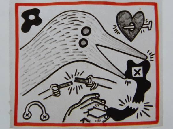 Keith Haring、No.155、希少画集画、新品額装付、状態良好