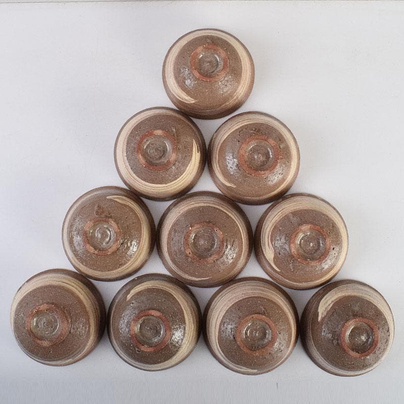 茶道具　河合瑞豊作　刷毛目　三島　数茶碗　十客　共箱　M　R9383H