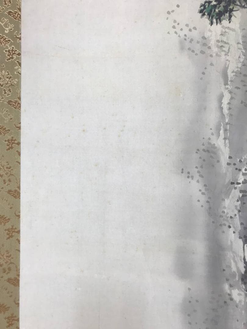 【真作】福井江亭/雲嶺飛泉/滝山水猿図/山水図/猿図/掛軸☆宝船☆AD-501