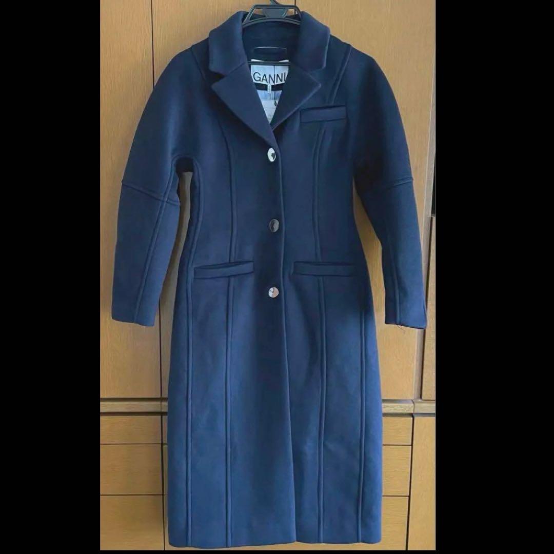 GANNI ガニー パフスリーブ チェスターコート ロングコート