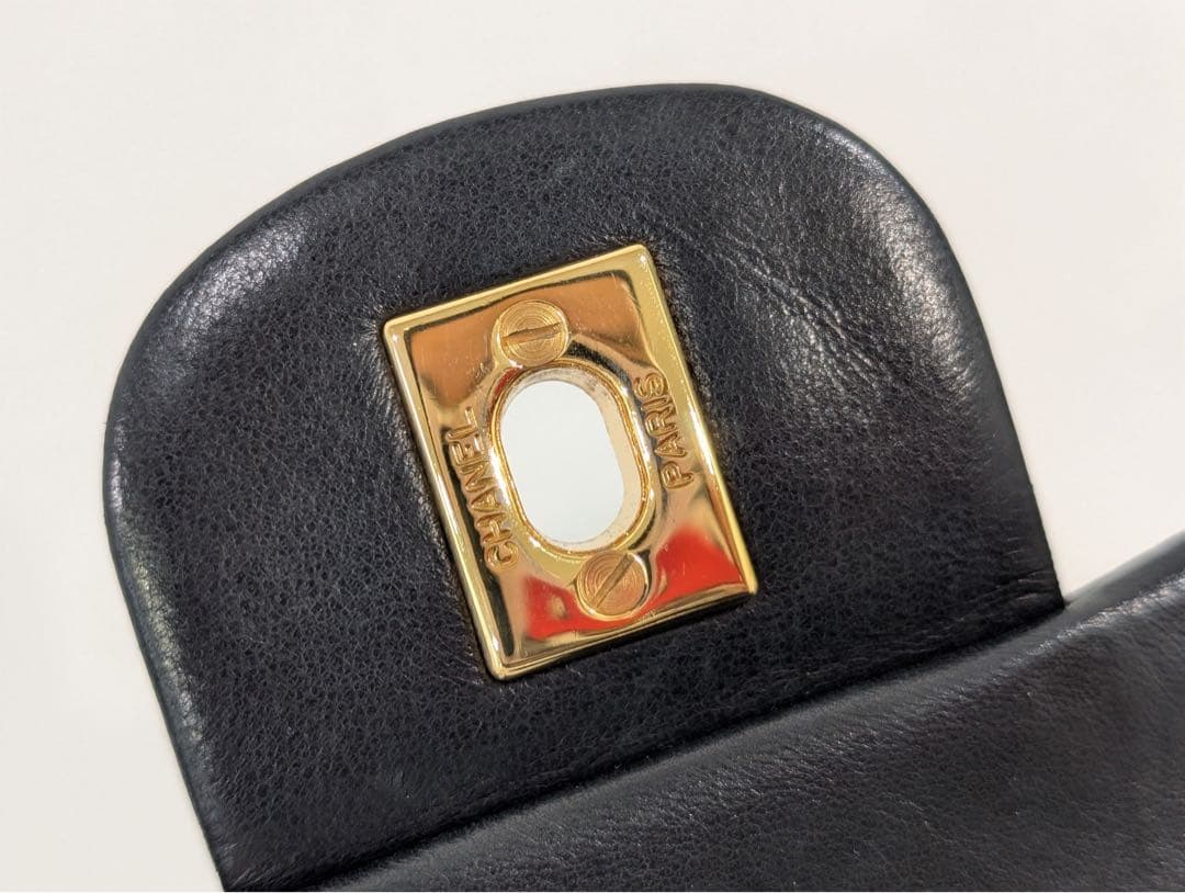 美品 CHANEL マトラッセ Wフラップ Wチェーンショルダー ラムスキン