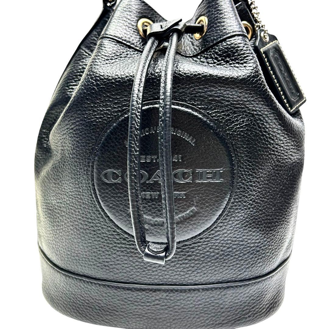 美品 COACH コーチ　デンプシー ドローストリング バケット バッグ　黒