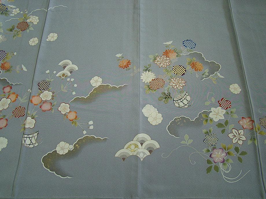 美品 極上一越地 本加工染 附下げ・訪問着（正絹）仕立上り＜HH2218＞