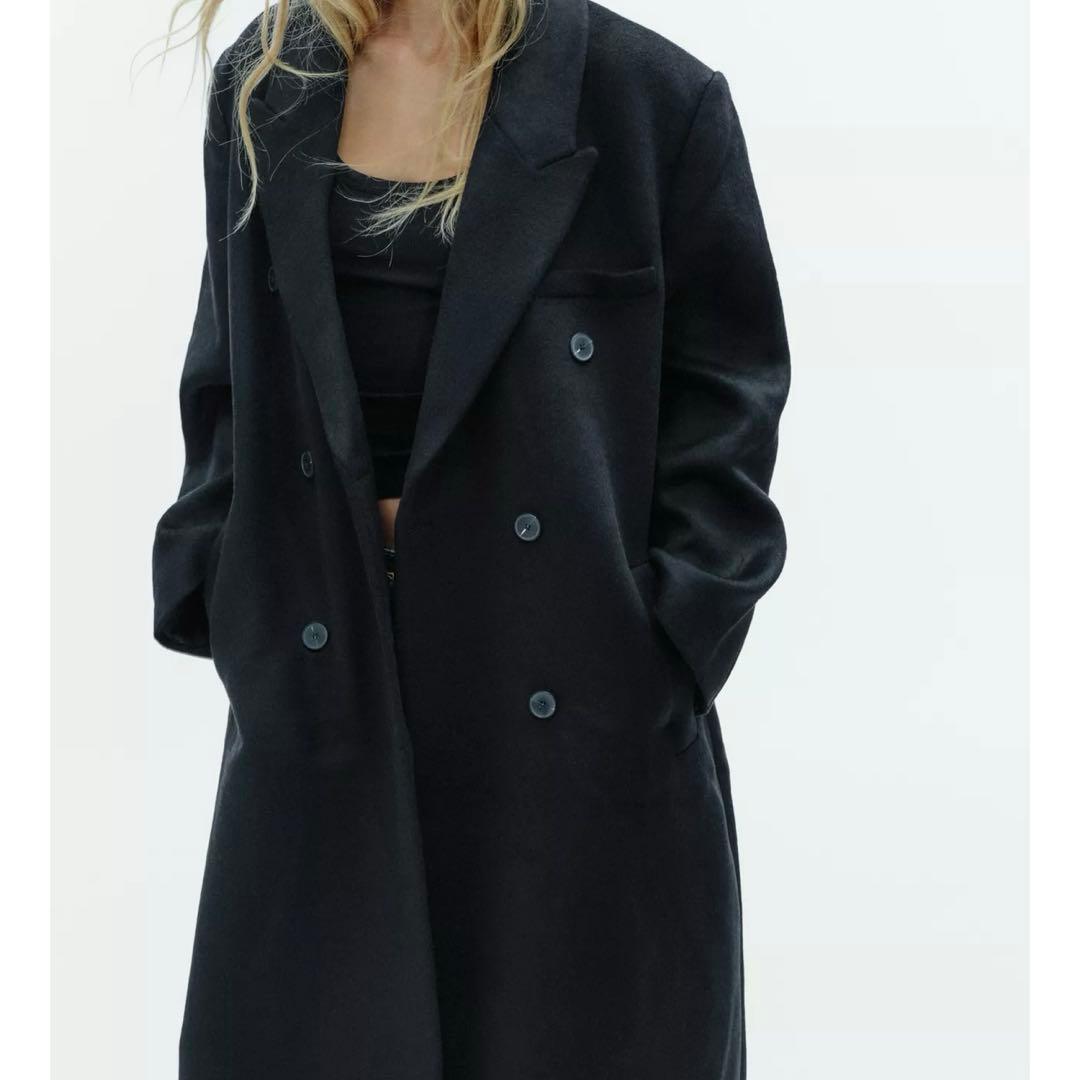 新品 ZARA ウール混紡エクストラロングコート Sサイズ