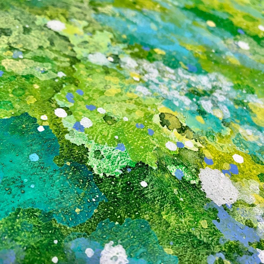 こもれび＊大きめ12号キャンバス　絵画　原画　自然　森　新緑　テクスチャーアート