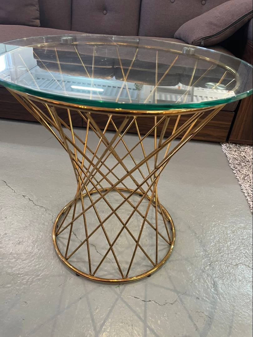 Francfranc マーリア サイドテーブル （クリア×ゴールド