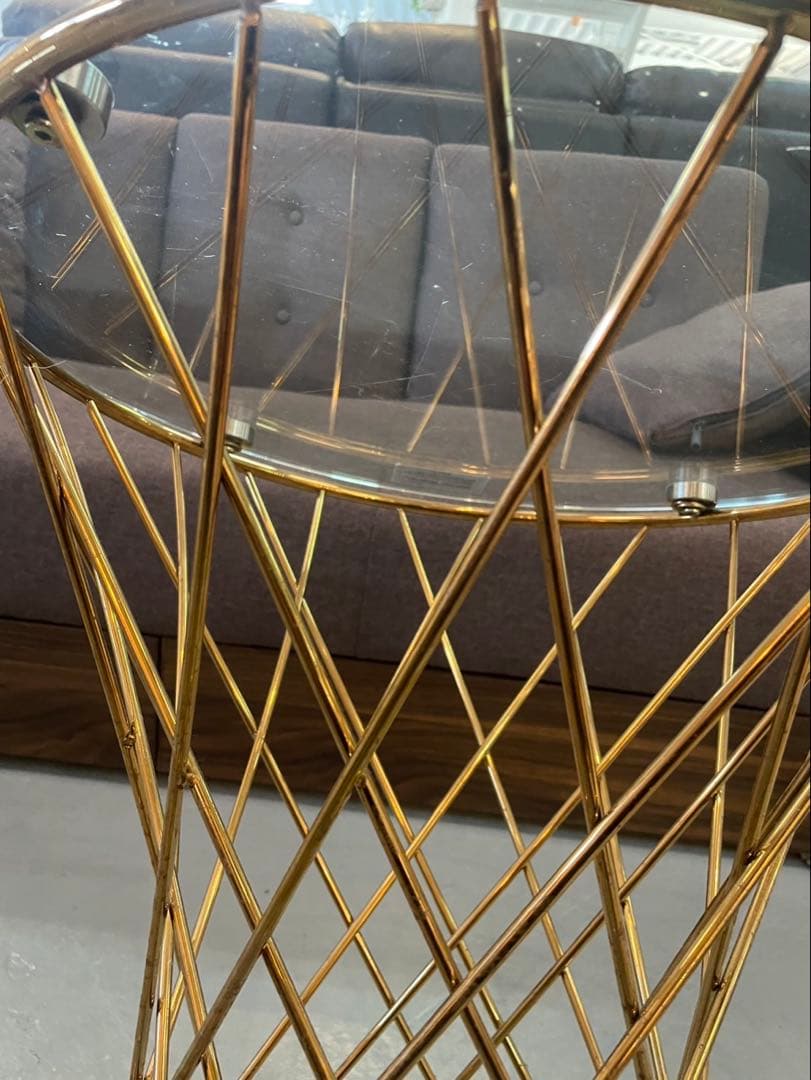 Francfranc マーリア サイドテーブル （クリア×ゴールド